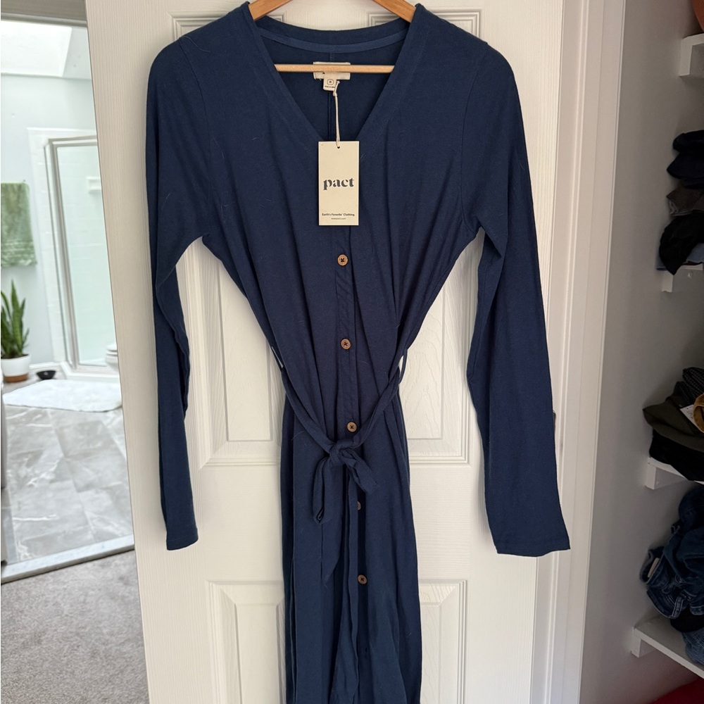 Pact Women's Navy Long Sleeve Dress